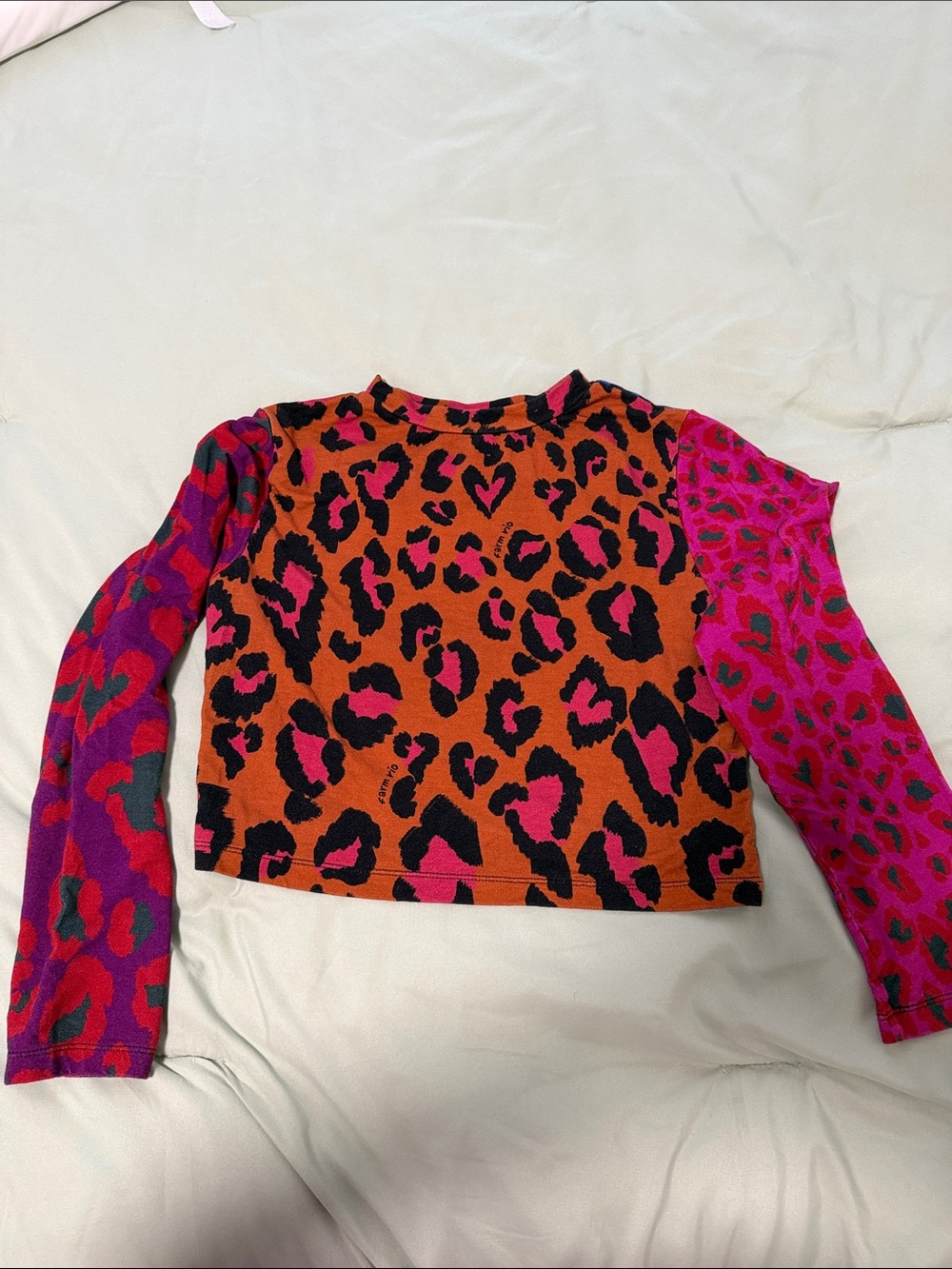 Farm Rio Women’s Colorblock Leopard Cropped  Sweater